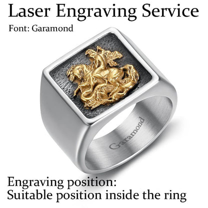 St. George Dragon Knight Slayer Stainless Steel Ring