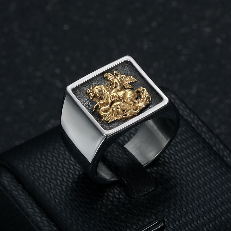 St. George Dragon Knight Slayer Stainless Steel Ring