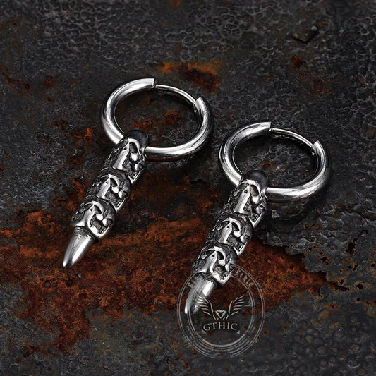 Stacked Skull Bullet Stainless Steel Earrings
