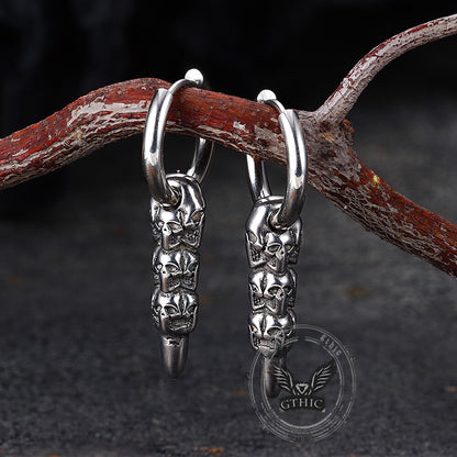 Stacked Skull Bullet Stainless Steel Earrings