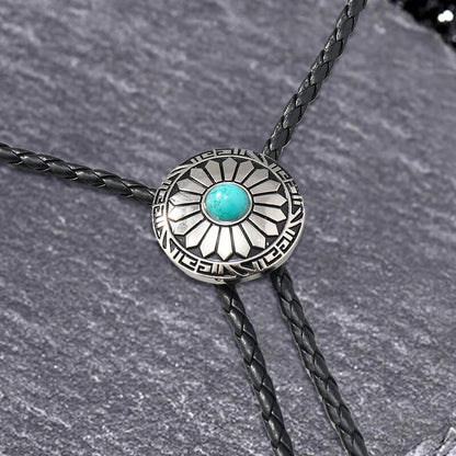 Sunflower Design Turquoise Alloy Bolo Tie