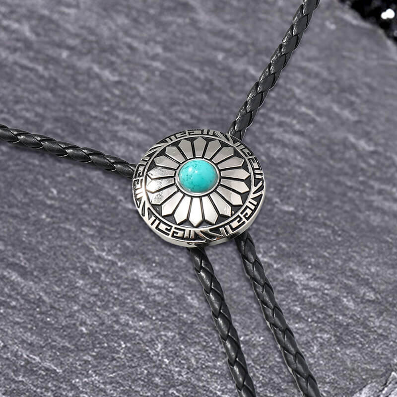 Sunflower Design Turquoise Alloy Bolo Tie