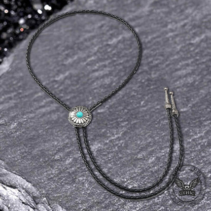 Sunflower Design Turquoise Alloy Bolo Tie