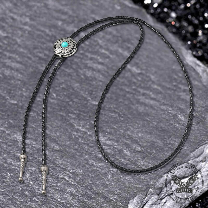 Sunflower Design Turquoise Alloy Bolo Tie