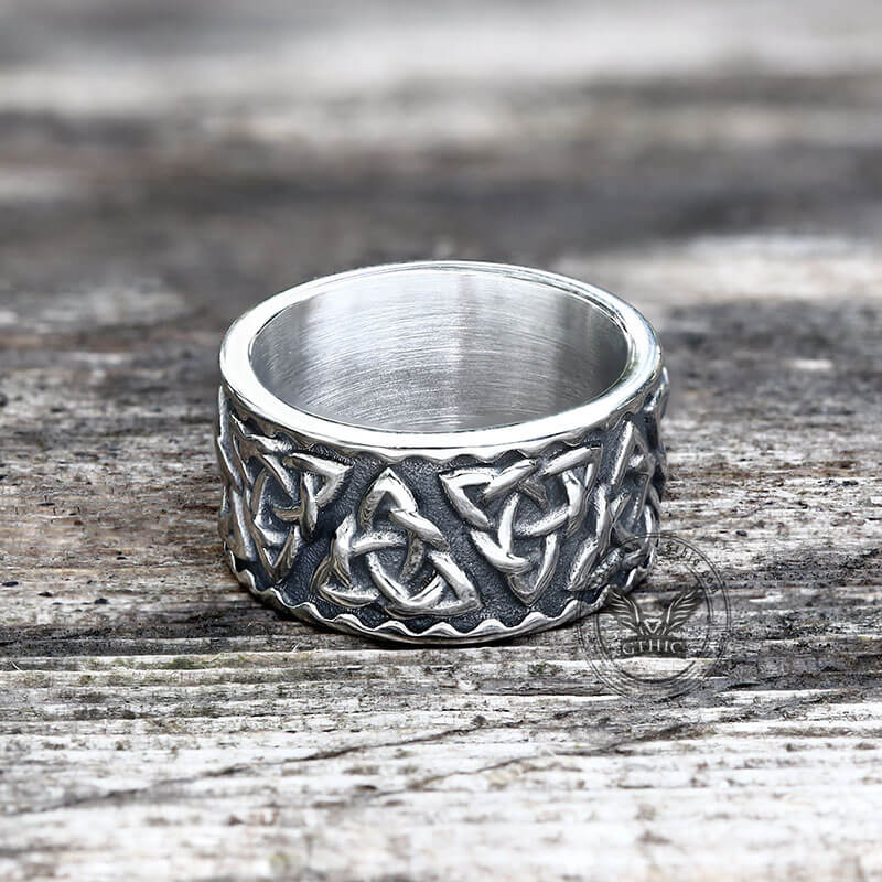 Surrounded Celtic Knot Stainless Steel Viking Ring