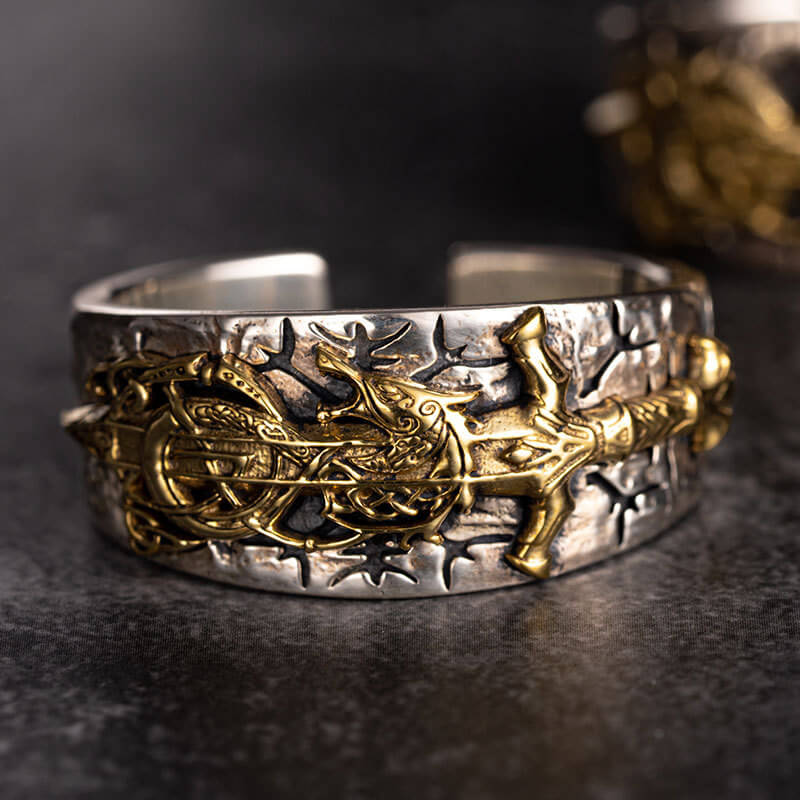 Sword Norse Dragon Sterling Silver Open Ring