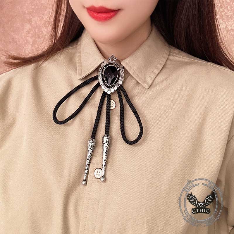 Teardrop-shaped Gemstone Alloy Bolo Tie