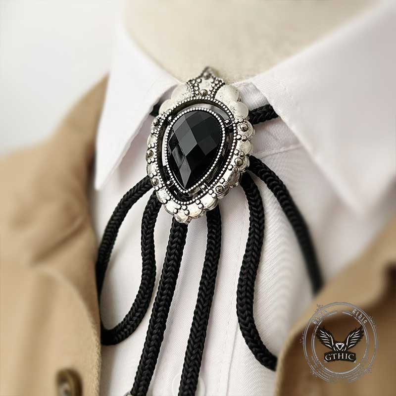 Teardrop-shaped Gemstone Alloy Bolo Tie