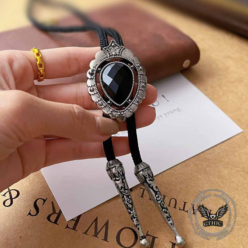 Teardrop-shaped Gemstone Alloy Bolo Tie