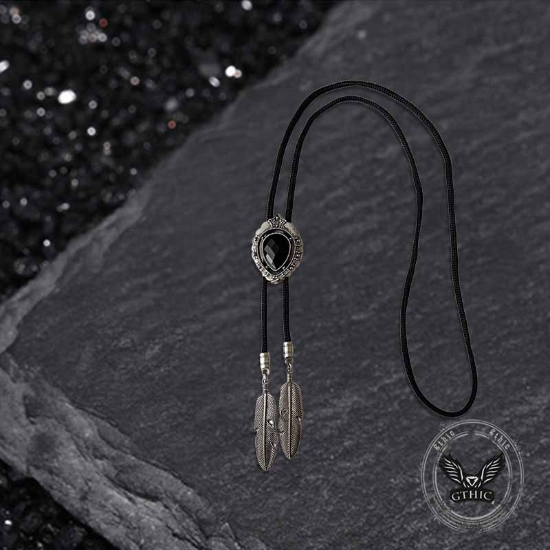 Teardrop-shaped Gemstone Alloy Bolo Tie