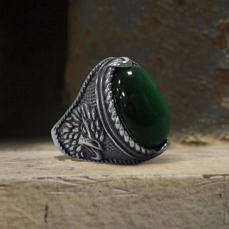 Turquoise Eagle Pattern Stainless Steel Ring