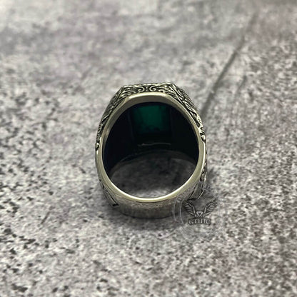 Turquoise Inlaid Stainless Steel Ring
