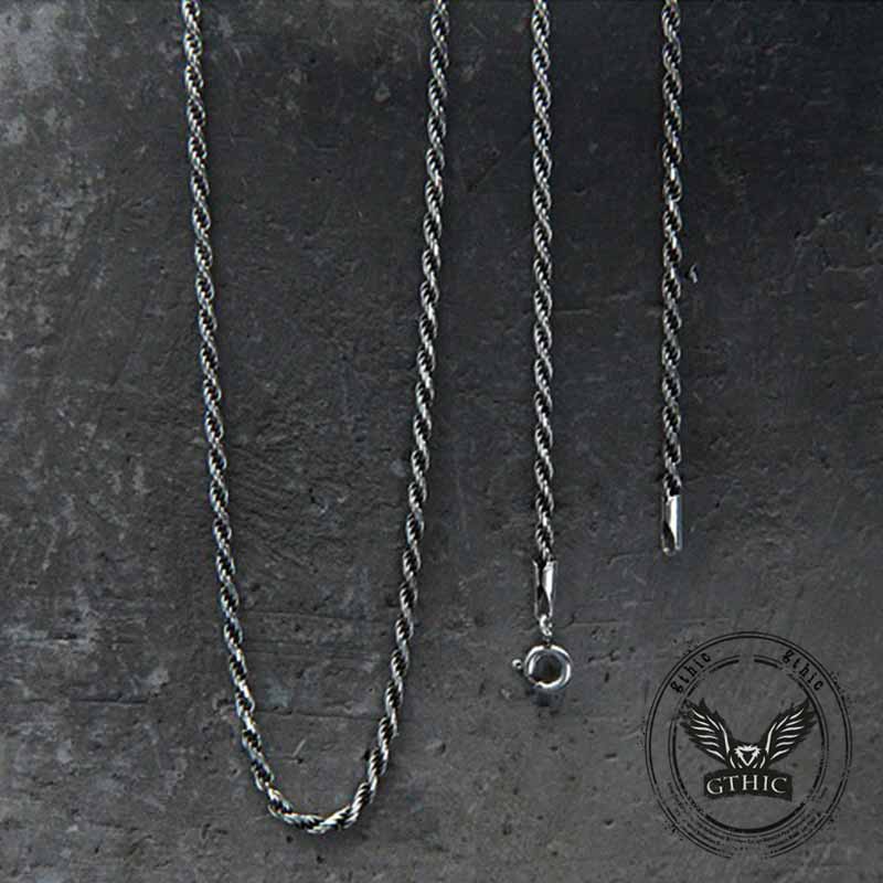 Twisted Cord Braided Sterling Silver Necklace