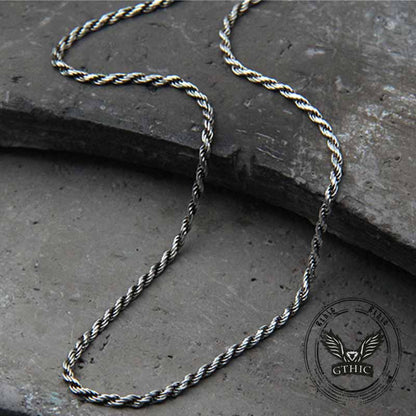 Twisted Cord Braided Sterling Silver Necklace
