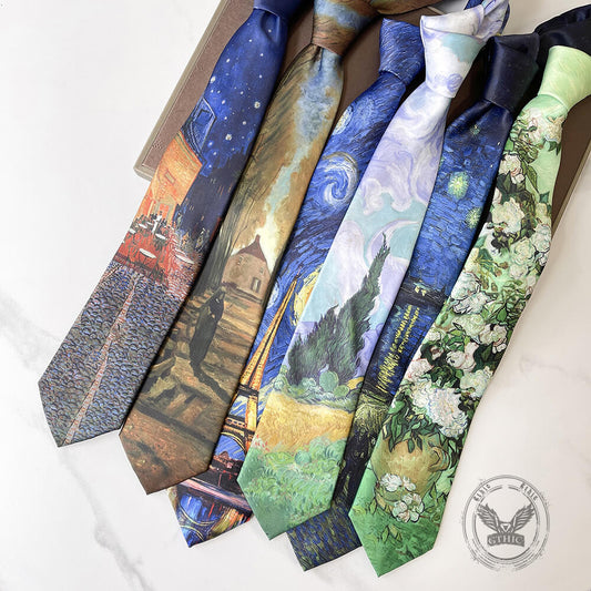 Van Gogh Oil Painting 8cm Starry Night Tie