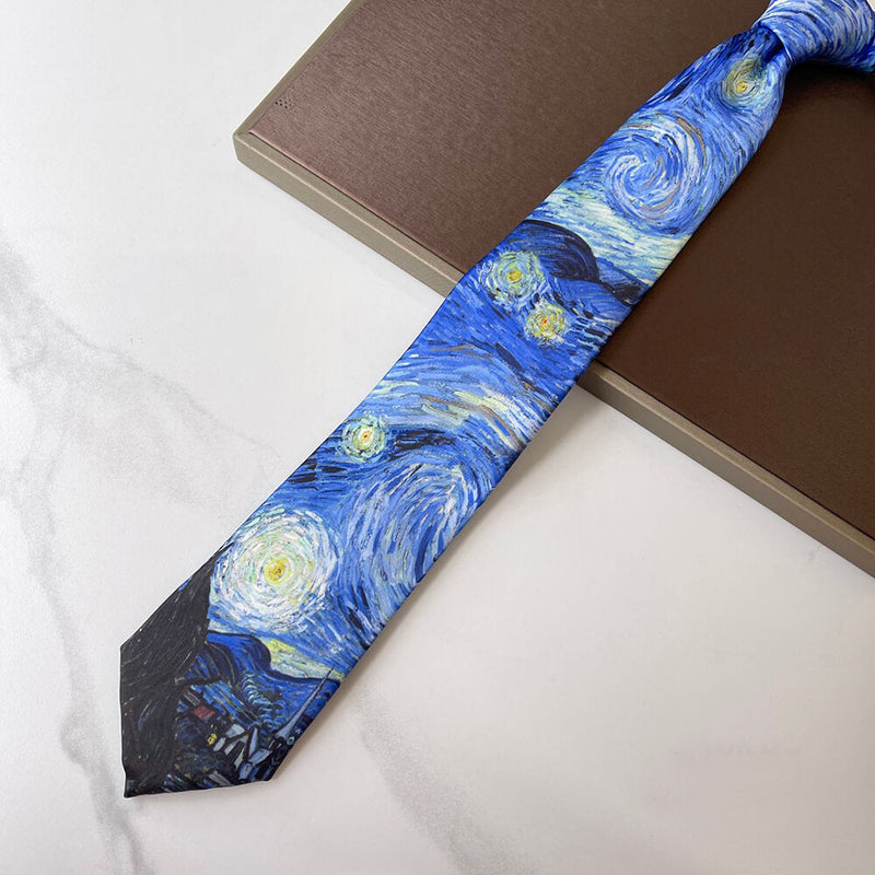 Van Gogh Oil Painting 8cm Starry Night Tie