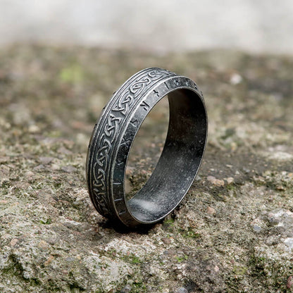 Viking Celtic Knot Runes Stainless Steel Band Ring