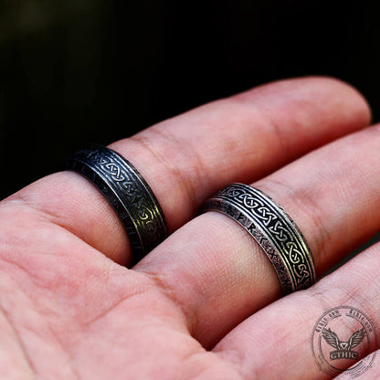Viking Celtic Knot Runes Stainless Steel Band Ring