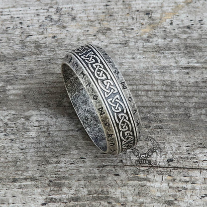 Viking Celtic Knot Runes Stainless Steel Band Ring