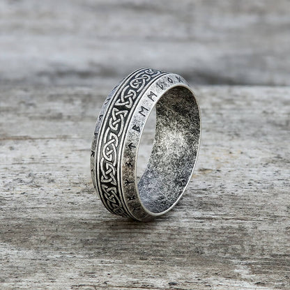 Viking Celtic Knot Runes Stainless Steel Band Ring