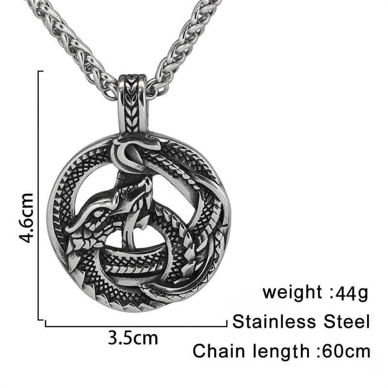 Viking Coiled Dragon Stainless Steel Pendant