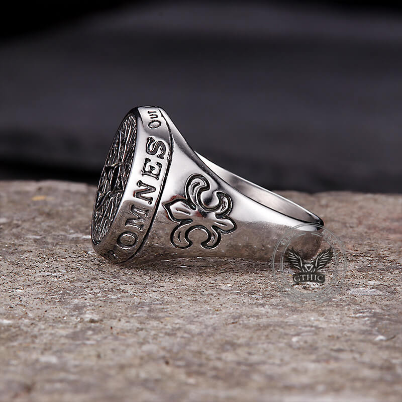 Viking Nordic Compass Stainless Steel Marine Ring