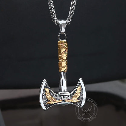 Viking Raven Axe Stainless Steel Pendant