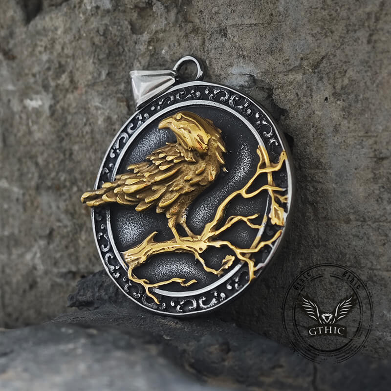Viking Raven Stainless Steel Nordic Pendant