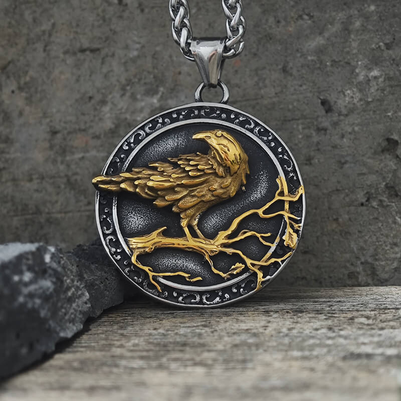 Viking Raven Stainless Steel Nordic Pendant