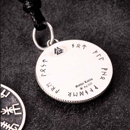 Viking Skull Compass Sterling Silver Pendant