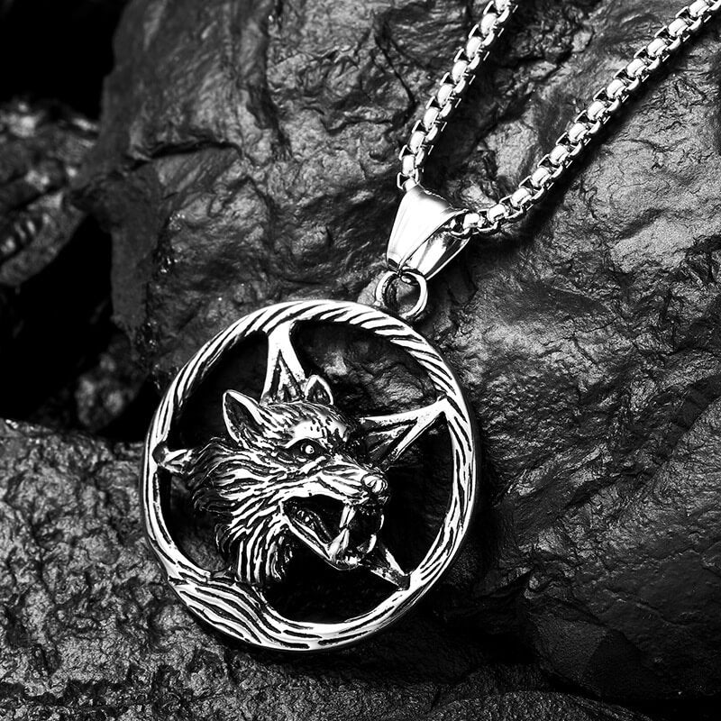 Viking Wolf Head Stainless Steel Pendant