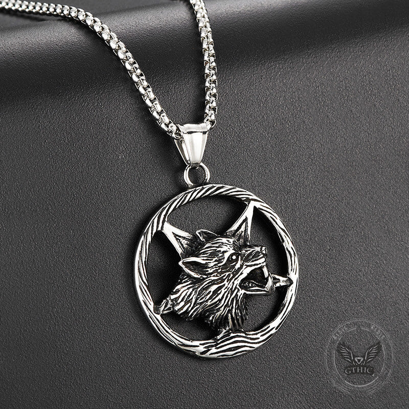Viking Wolf Head Stainless Steel Pendant