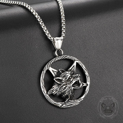 Viking Wolf Head Stainless Steel Pendant