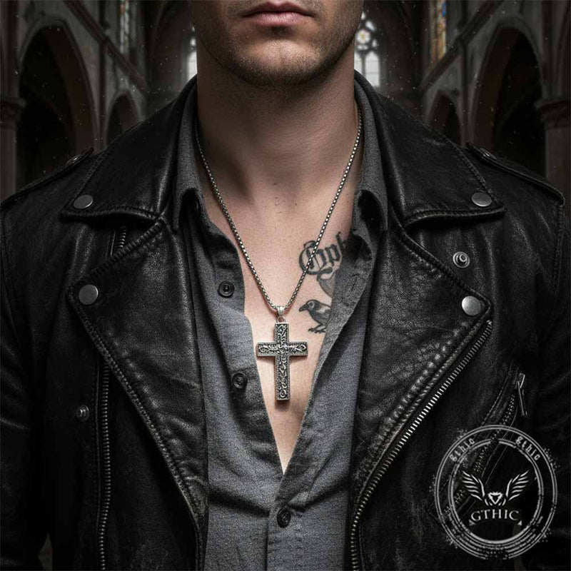 Vine Cross Stainless Steel Pendant