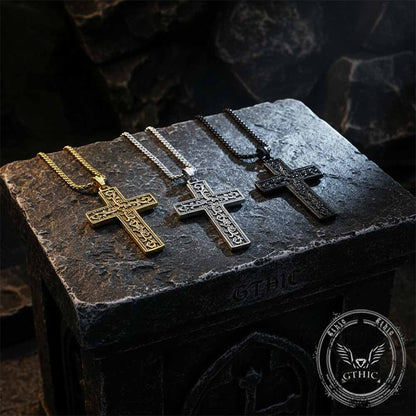 Vine Cross Stainless Steel Pendant
