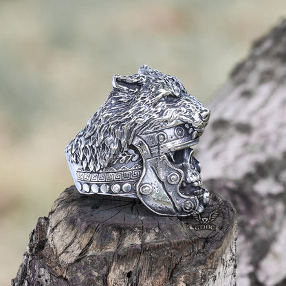Warrior Wolf Head Stainless Steel Skull Ring