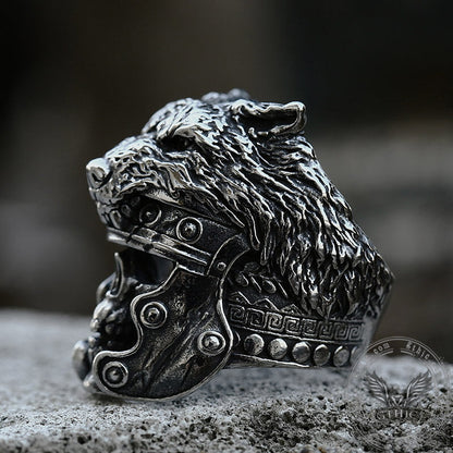 Warrior Wolf Head Stainless Steel Skull Ring