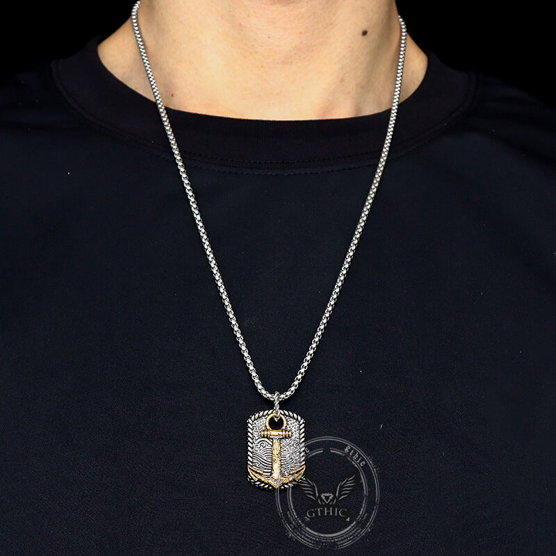Wave Anchor Stainless Steel Pendant