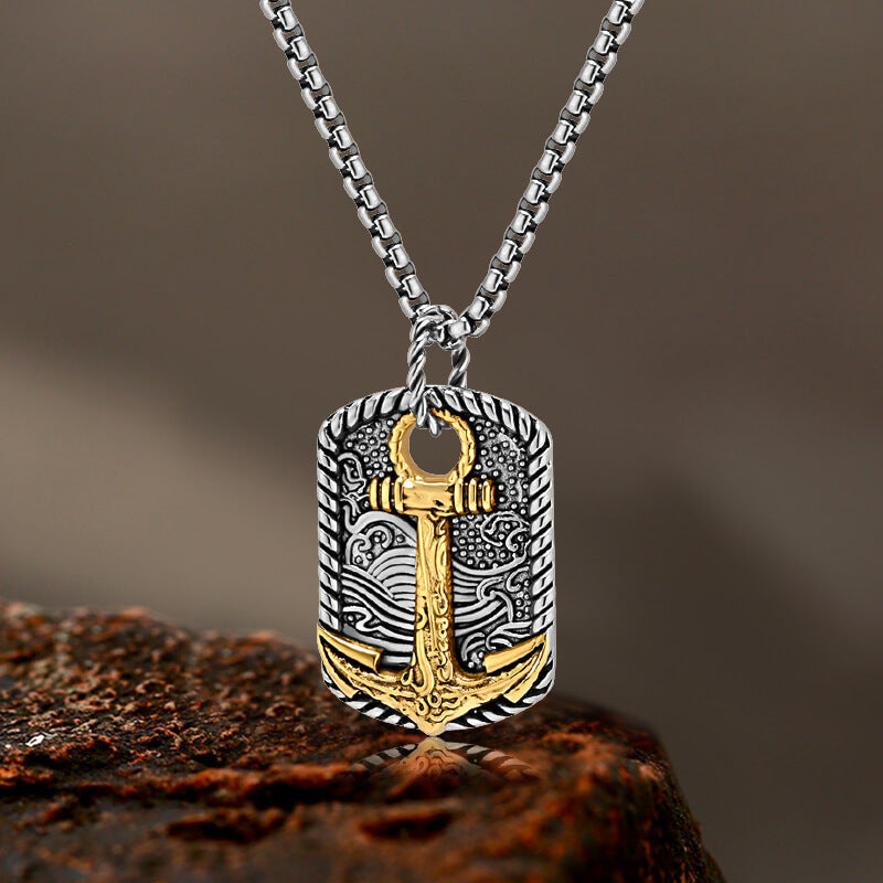 Wave Anchor Stainless Steel Pendant