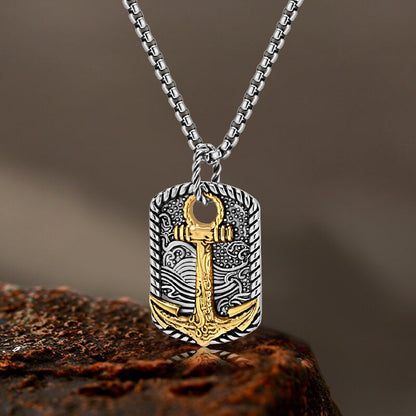 Wave Anchor Stainless Steel Pendant