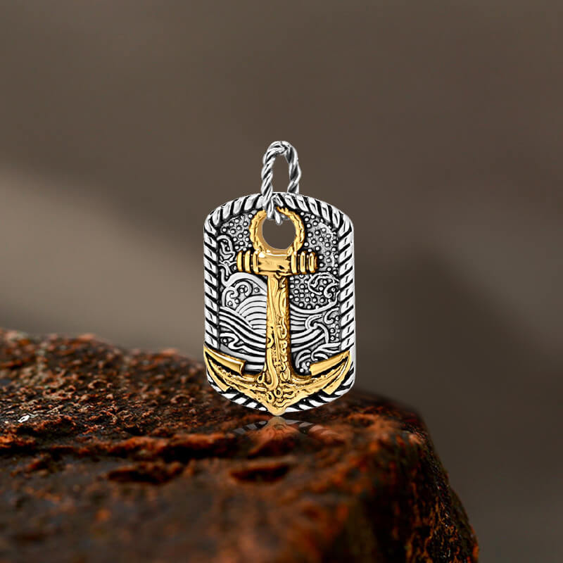 Wave Anchor Stainless Steel Pendant