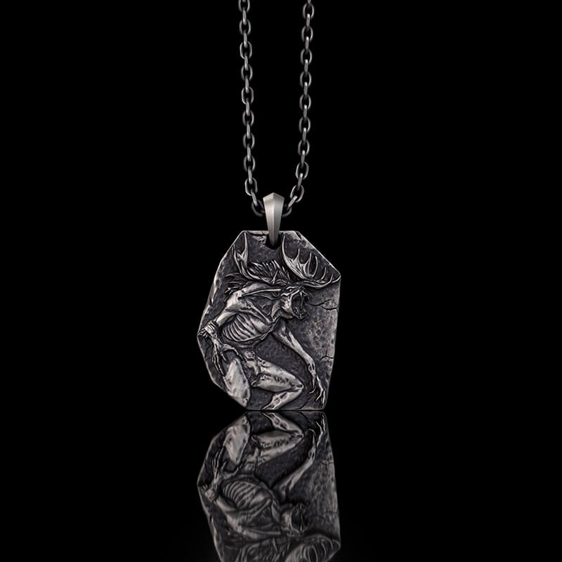 Wendigo Skull Sterling Silver Pendant