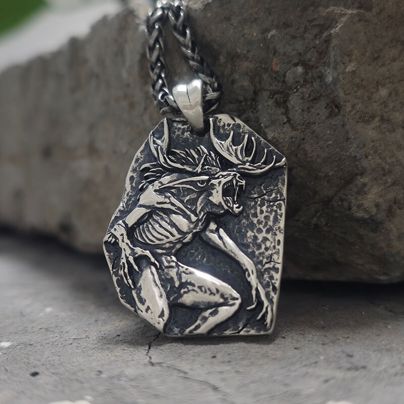 Wendigo Skull Sterling Silver Pendant