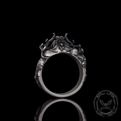Wendigo Skull Sterling Silver Ring