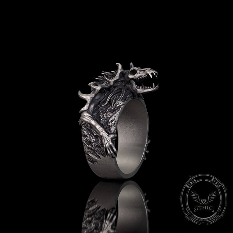 Wendigo Skull Sterling Silver Ring