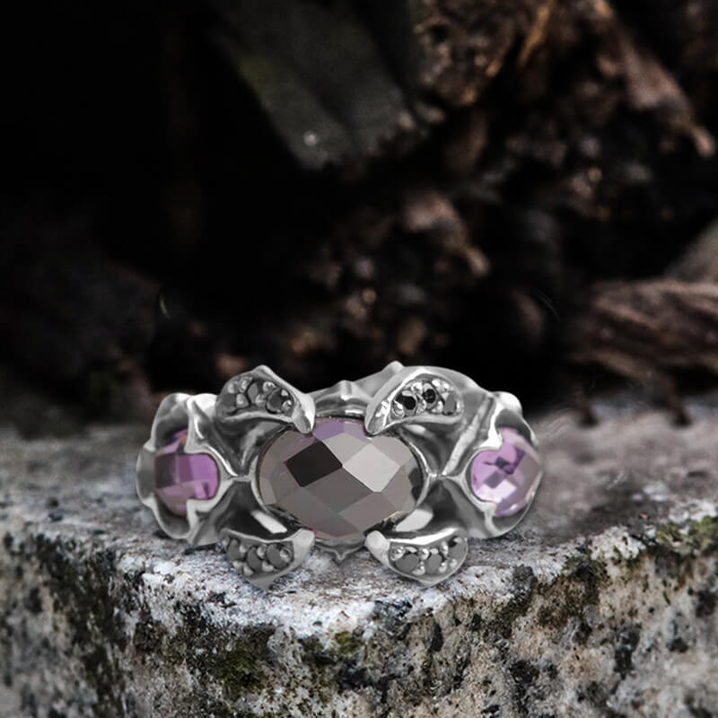 Zircon Sterling Silver Adjustable Gothic Ring