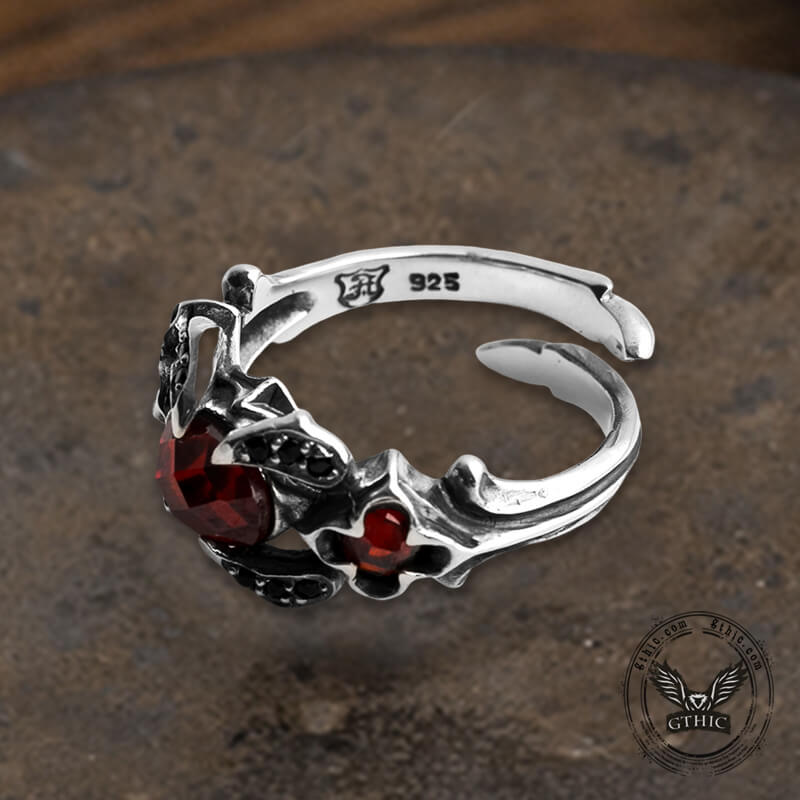 Zircon Sterling Silver Adjustable Gothic Ring