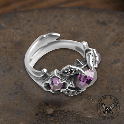 Zircon Sterling Silver Adjustable Gothic Ring