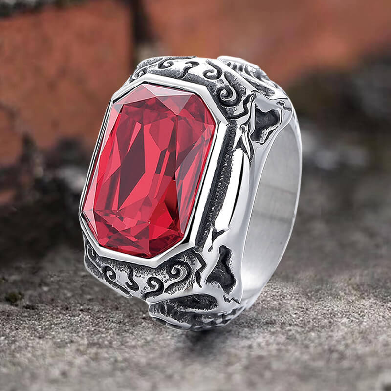 Zirconia Demon Eye Stainless Steel Skull Ring