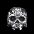 Warrior Skeletal Tribal Engravings Skull Ring